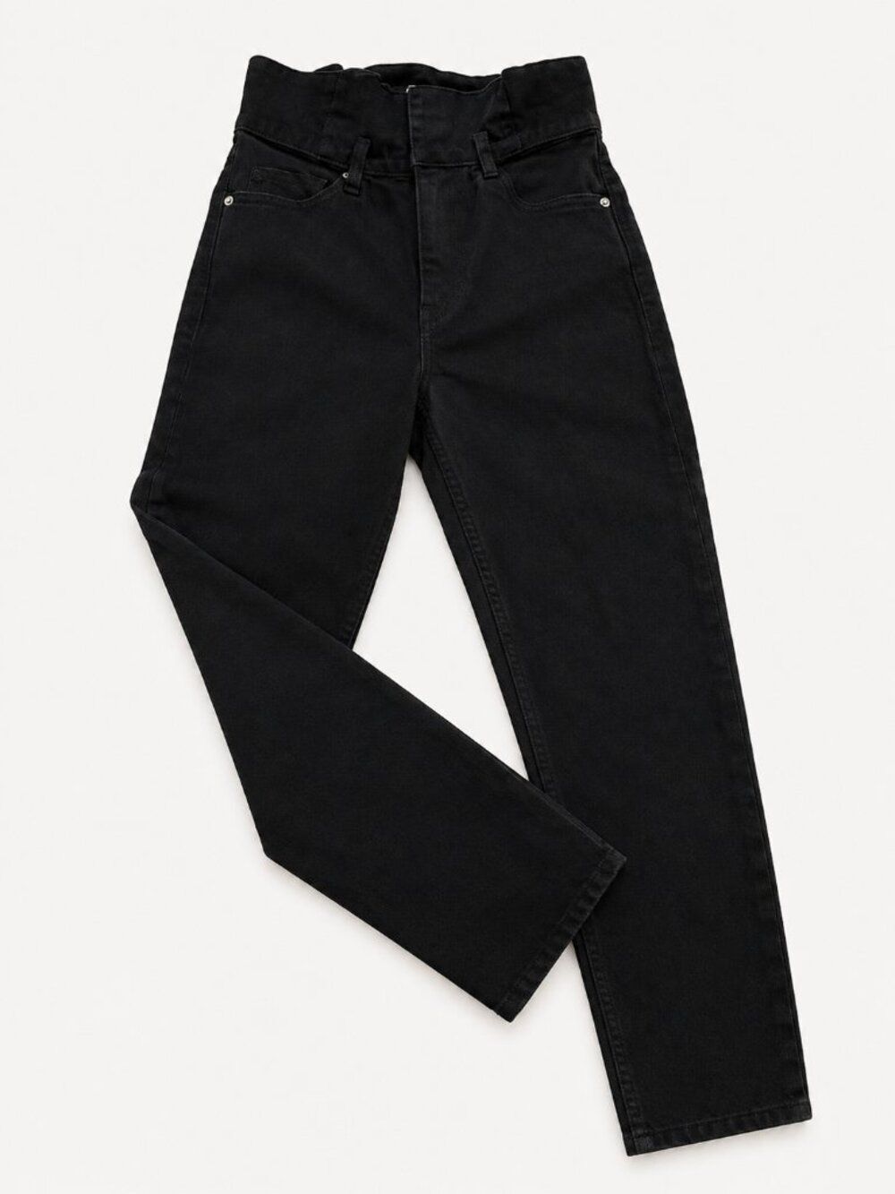 FRAME Women 24 Black Paperbag High Waisted Pegged Jeans Stretch Denim Chic